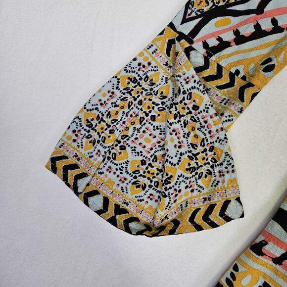 Free People Tegan Border Boho Mini Dress Floral Tunic Flowy Fairy Pockets Blue 4 - Picture 8 of 16